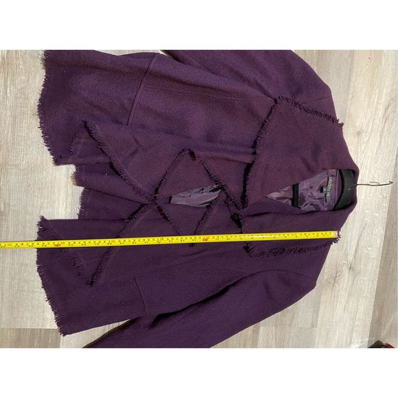 Lafayette 148 New York Fringe Purple Virgin Wool Blazer Jacket, Sz 16, MP $598 - Picture 9 of 12